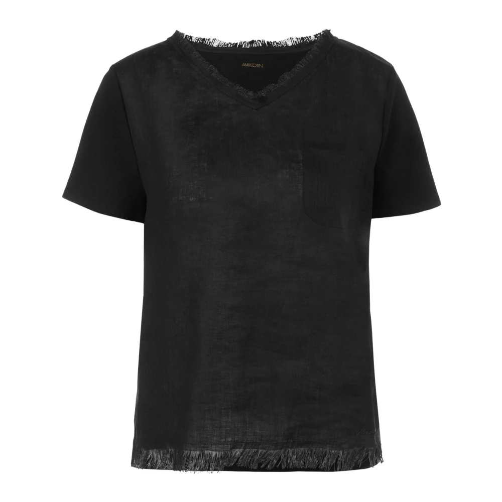 Marc Cain shirt materialenmix Black Dames