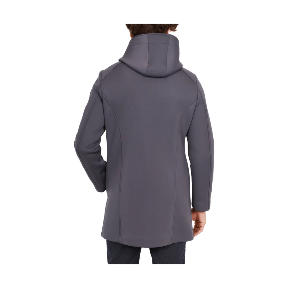 BOB Grijze Wollen Blend Scuba Parka Capuchon Gray Heren