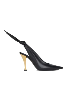Svarta Slingback Pumps Elegant Bågdetalj