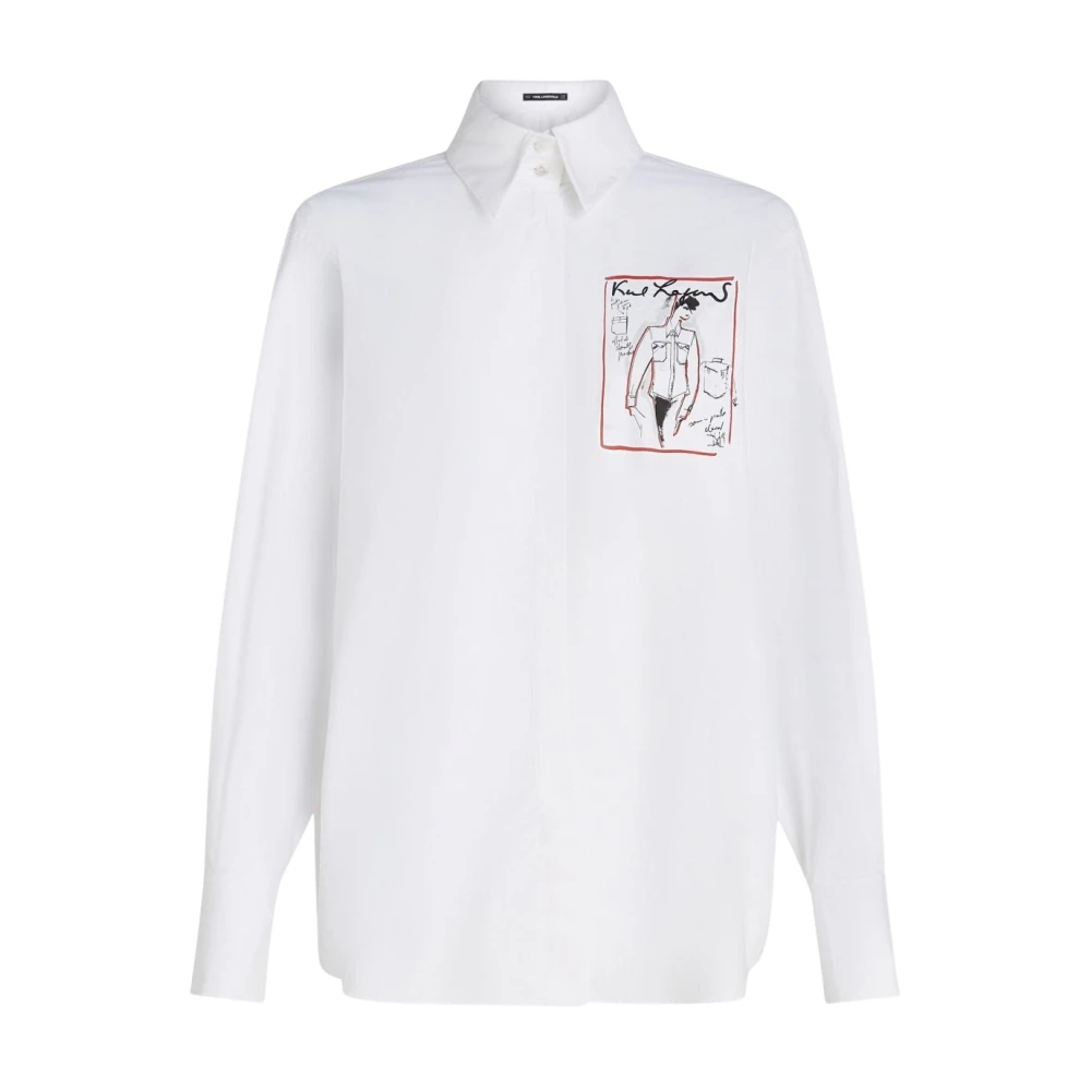 Karl Lagerfeld Vrouw Wit Overhemden Dames, S, Katoen, Series Poplin Shirt