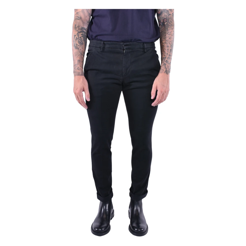 Dondup Slim Chino Broek met Lage Taille Black Heren