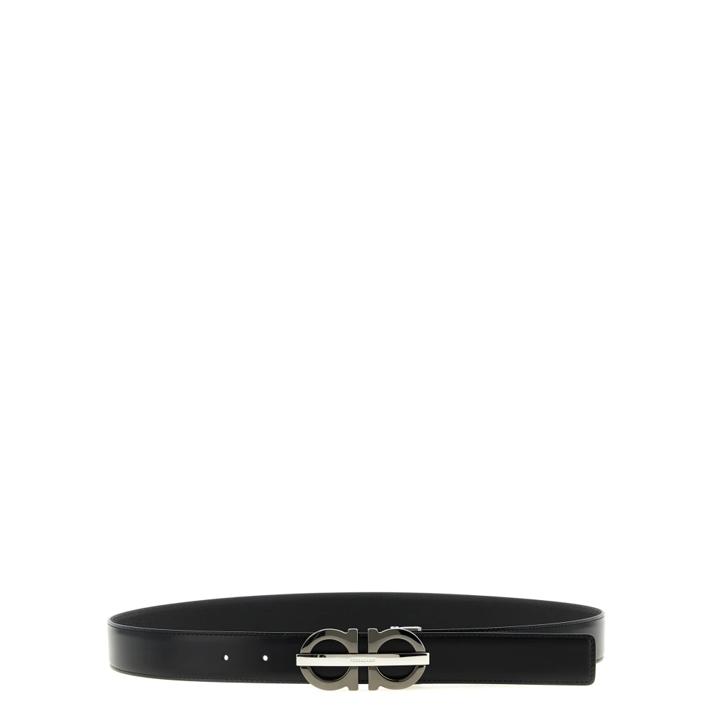 Ferragamo Mannelijk Zwart Accessoires Heren, 105 Cm, Leer, Gancini Reversible Riem