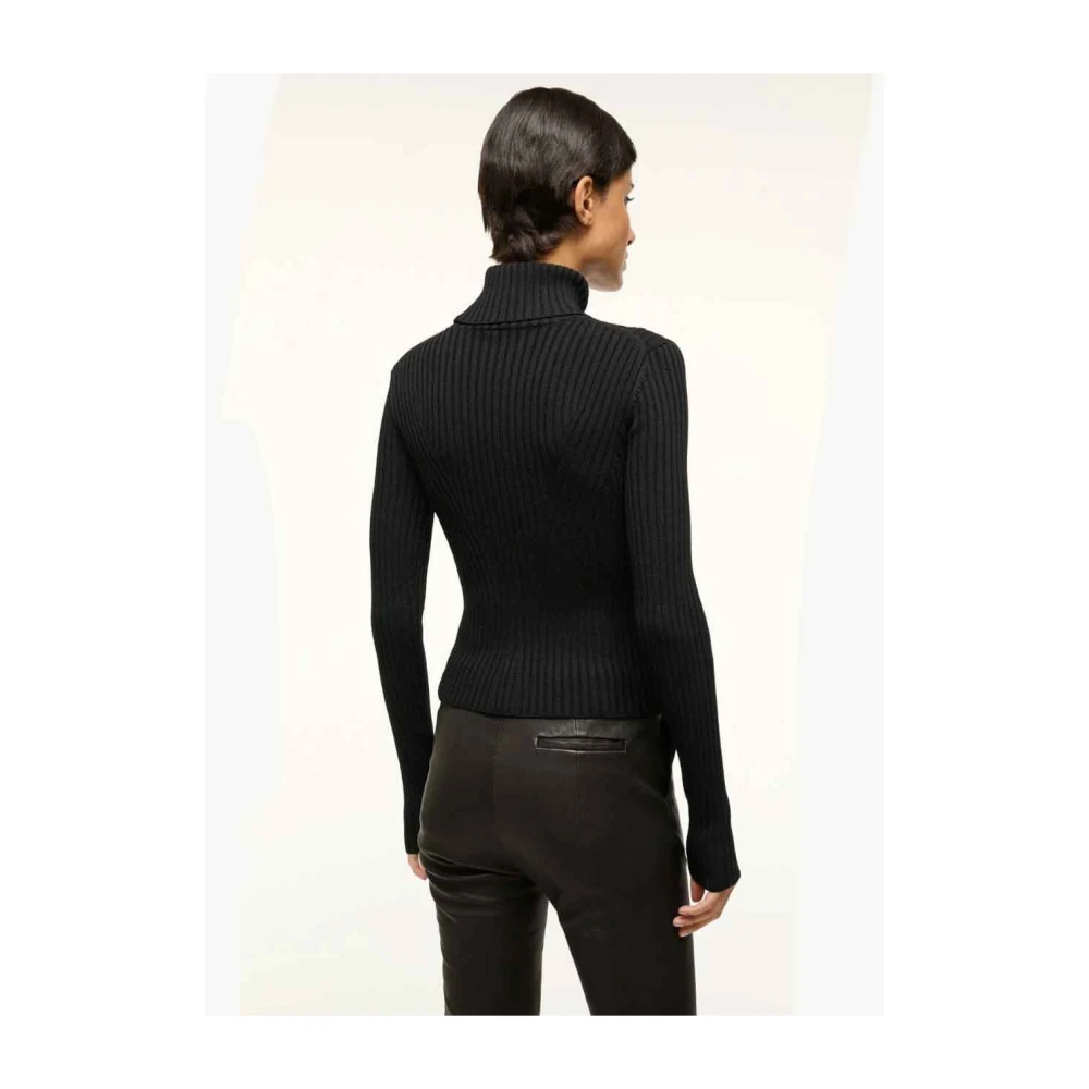 Staud Geribbelde top met hoge hals en lange mouwen Black Dames
