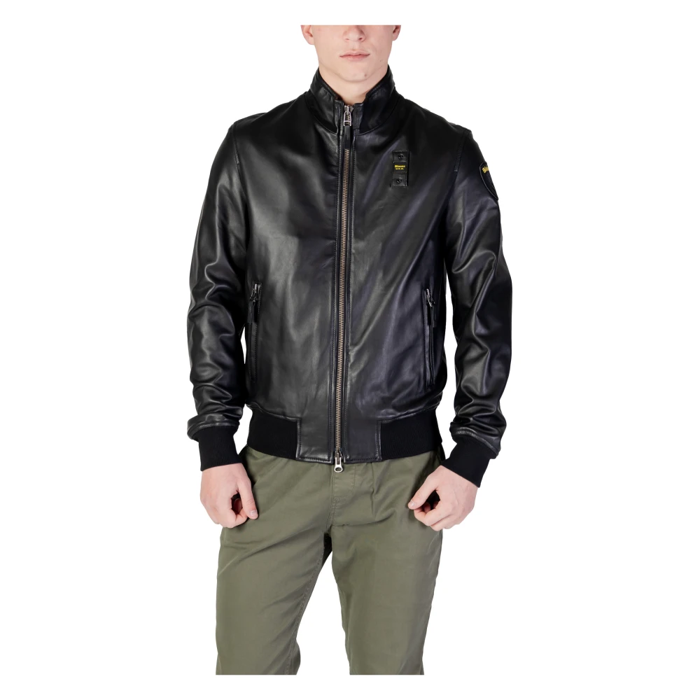 Blauer Zip-Up Bomberjack voor Mannen Black Heren