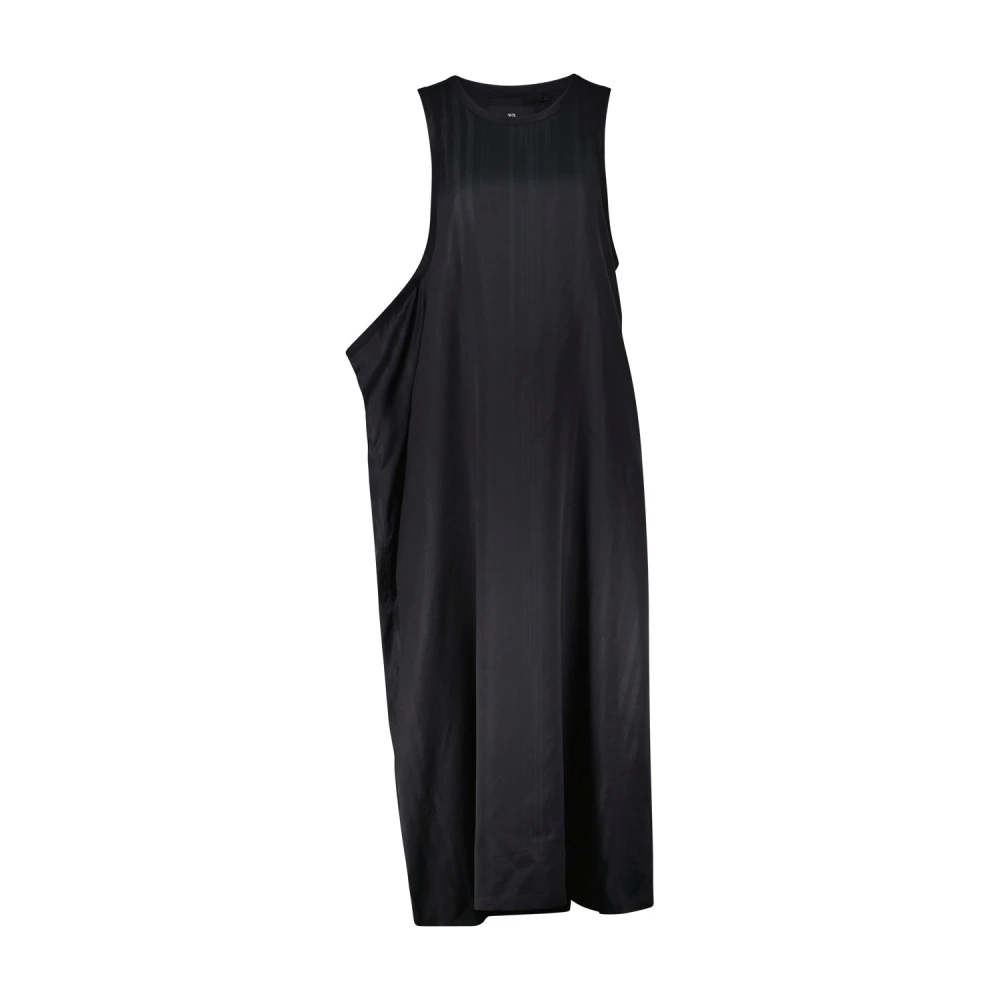 Y-3 Asymmetrische Streep Maxi Jurk Black Dames