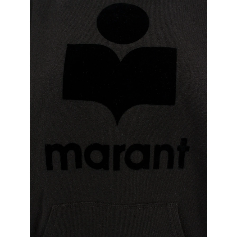 Isabel Marant Étoile Flocked Logo Katoenen Sweatshirt Oversize Capuchon Black Dames