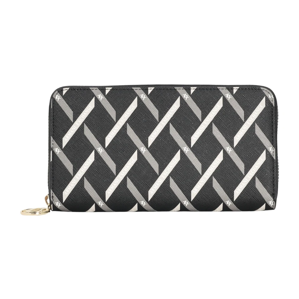 Armani Exchange Women's Golden Diagonal Print Wallet With Zip