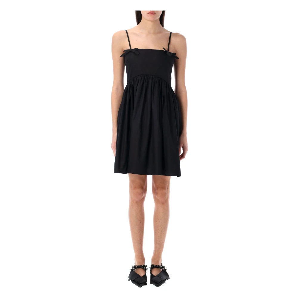 Ganni Zwarte Strap Mini Jurk Elegant Stijl Black Dames