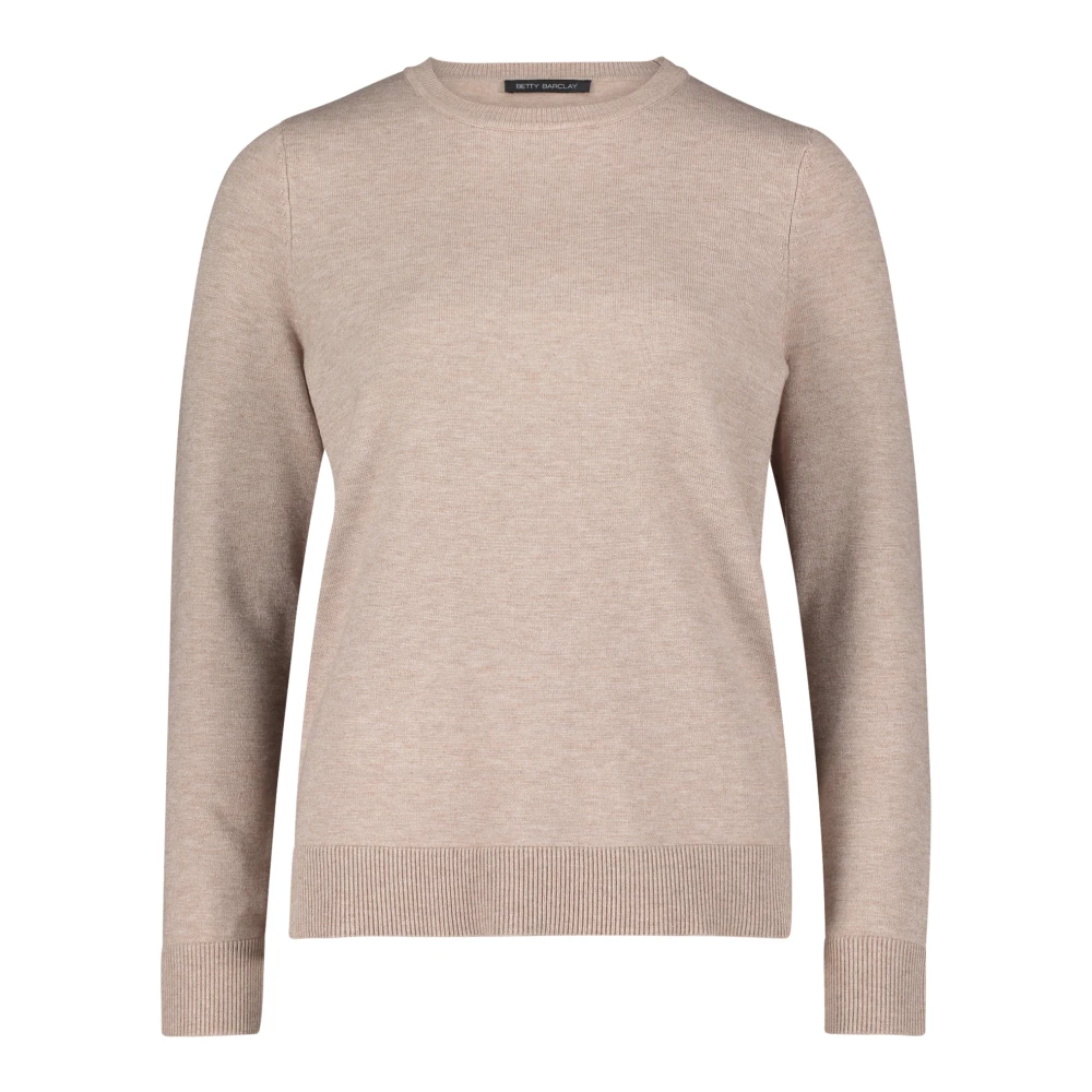 Betty Barclay Basis Gebreide Trui met Ronde Hals Beige Dames