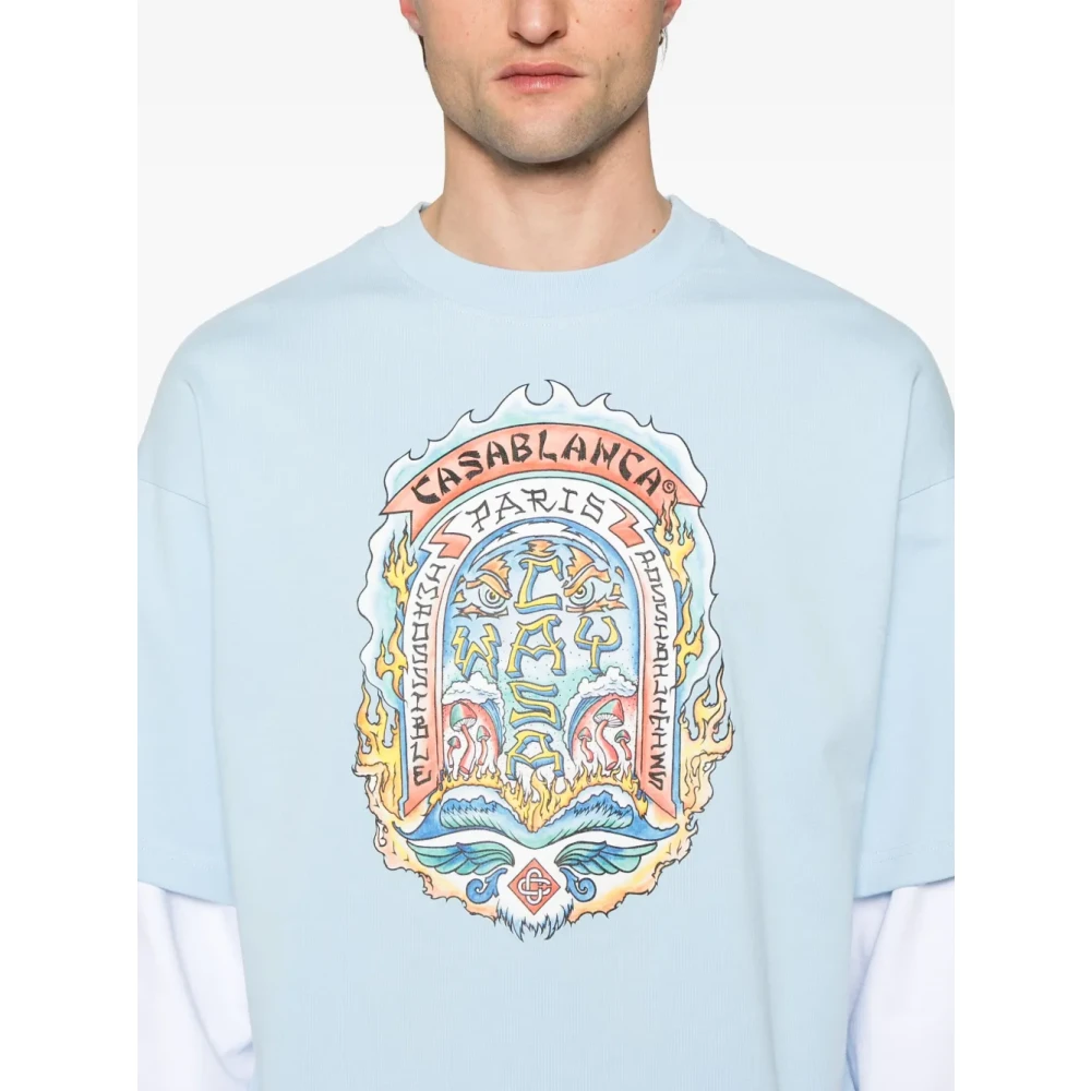 Casablanca Heldere Blauwe Skate Print T-shirt Blue Heren