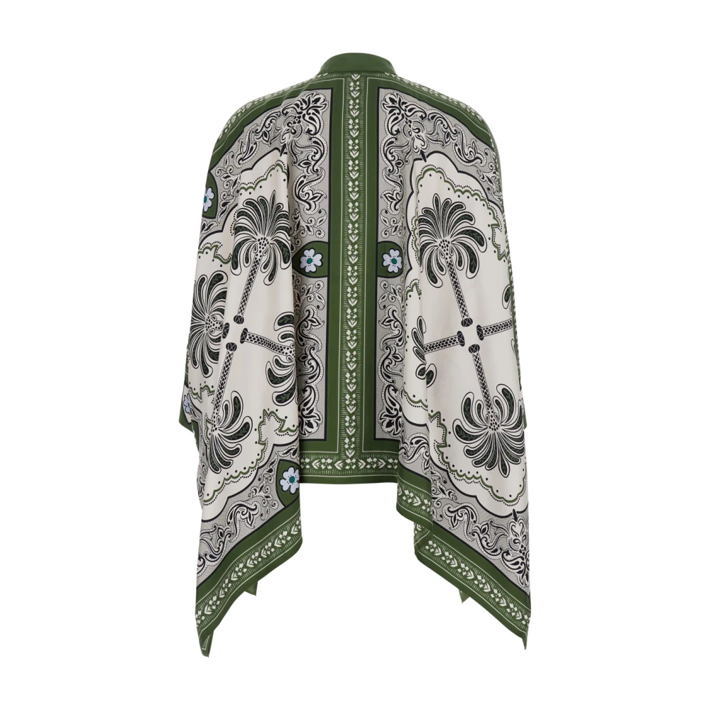 La DoubleJ Groene Grafische Print Zijden Damesoverhemd Green Dames