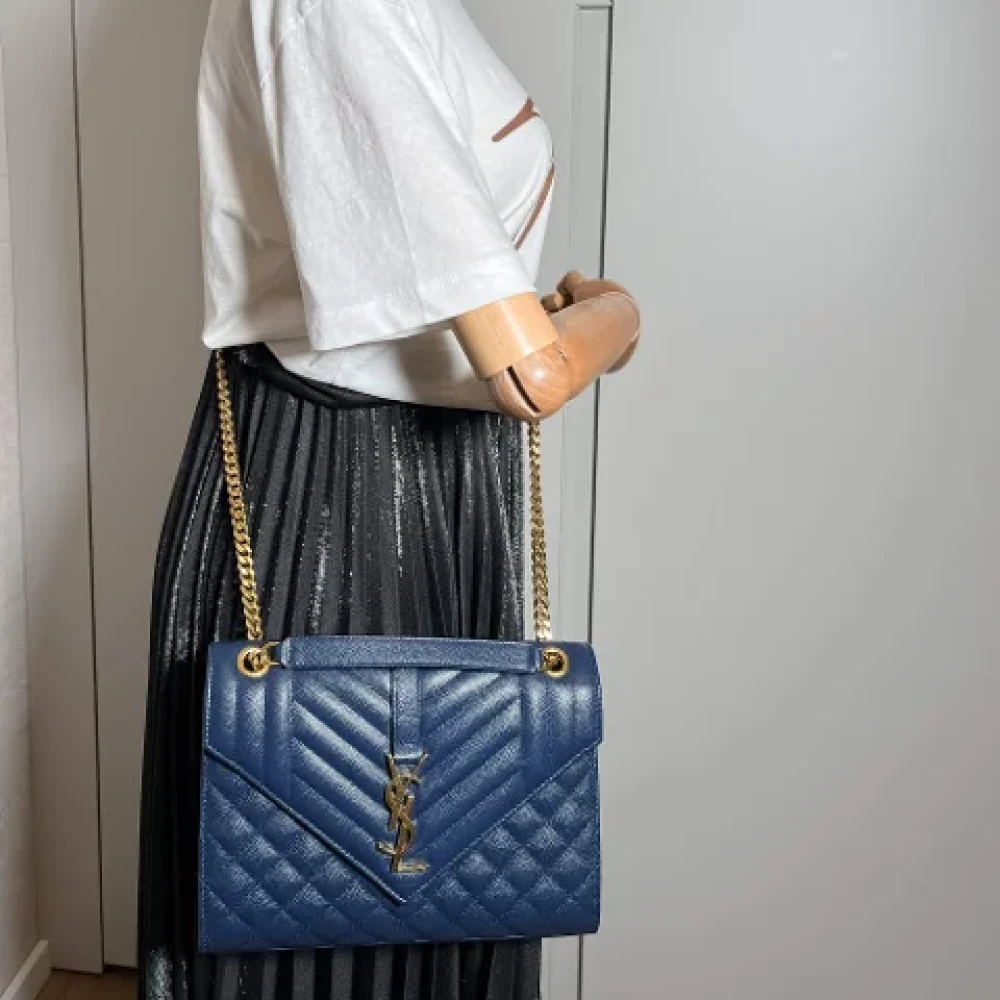 Yves Saint Laurent Vintage Pre-owned Envelope Medium Bag Blue Dames