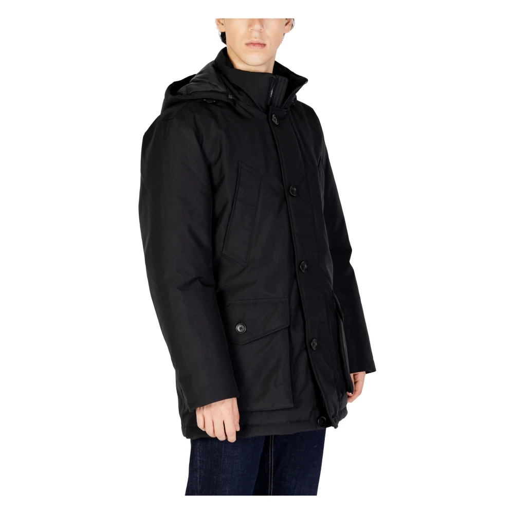 Hugo Boss Zwarte Hooded Knoopjas Black Heren