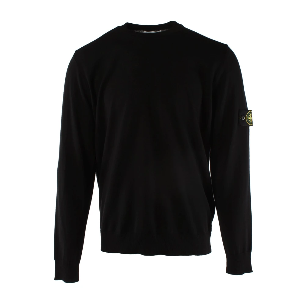 Stone Island Zwarte Wollen Trui voor Heren Black Heren
