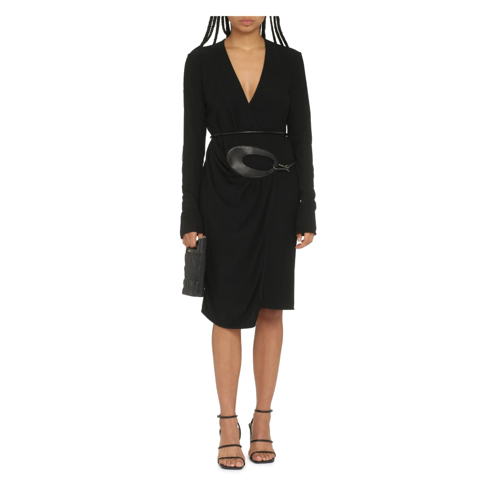 Tom Ford Wikkeljurk met leren details Black Dames
