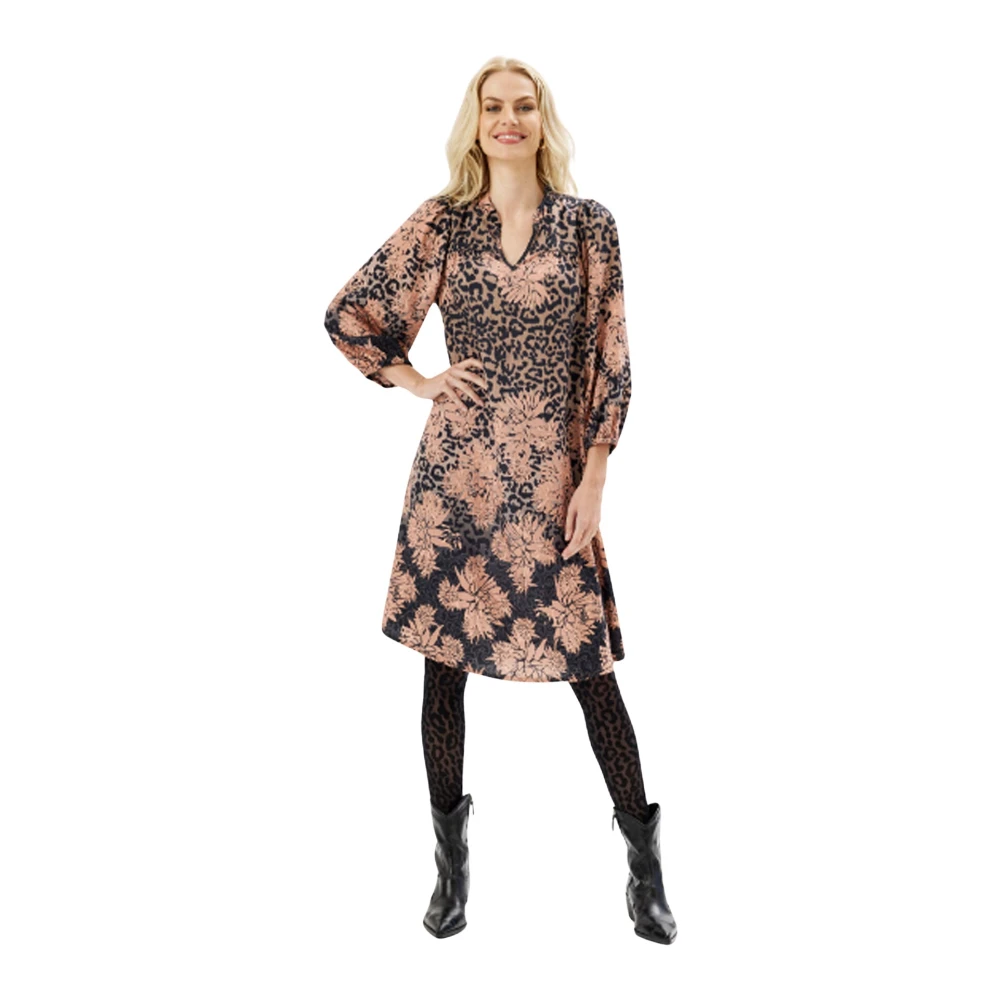 IN Front Rose Wood Jurk met ¾ Mouwen Multicolor Dames