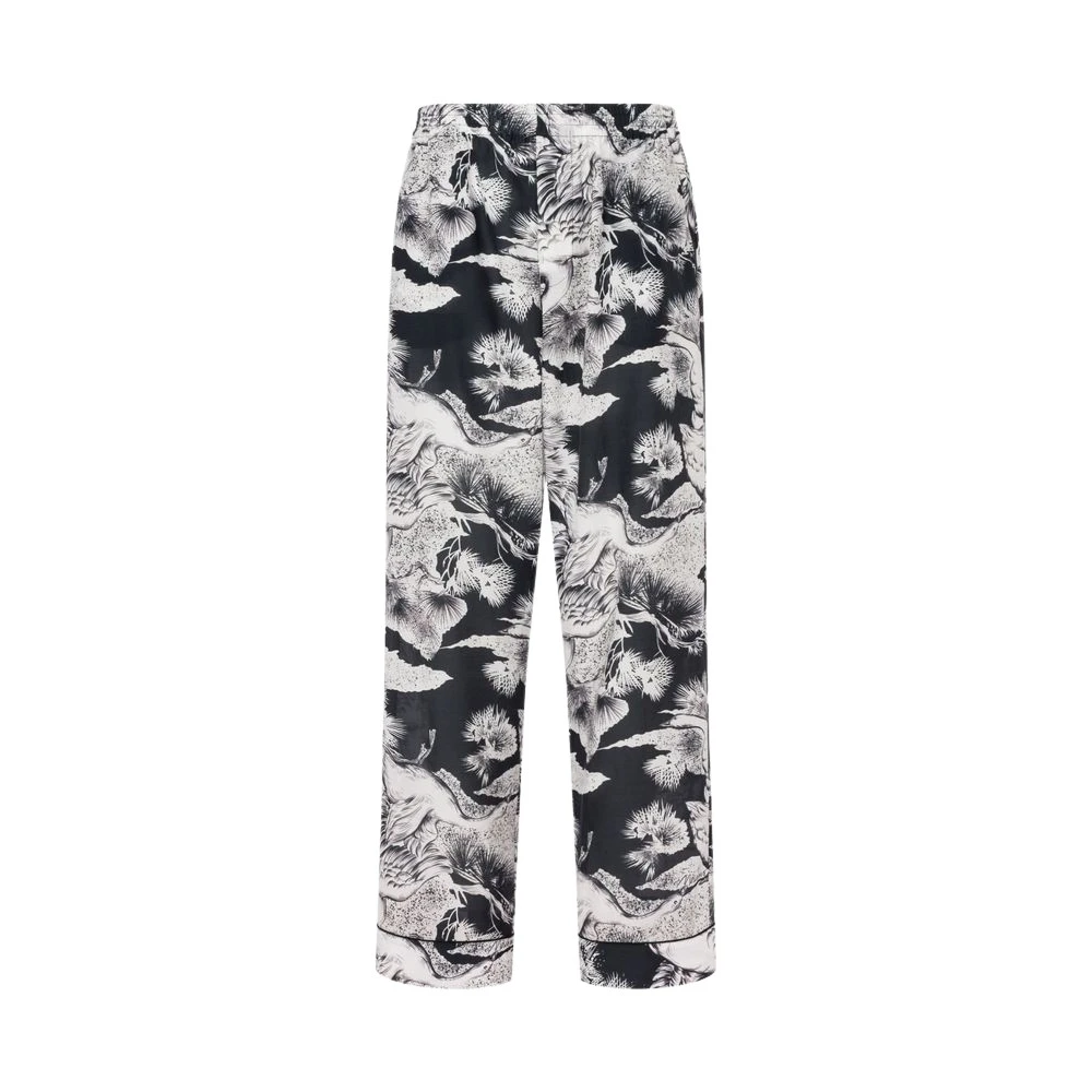 Moschino Men's Black Lightweight Cotton Poplin Pants With Goose Print