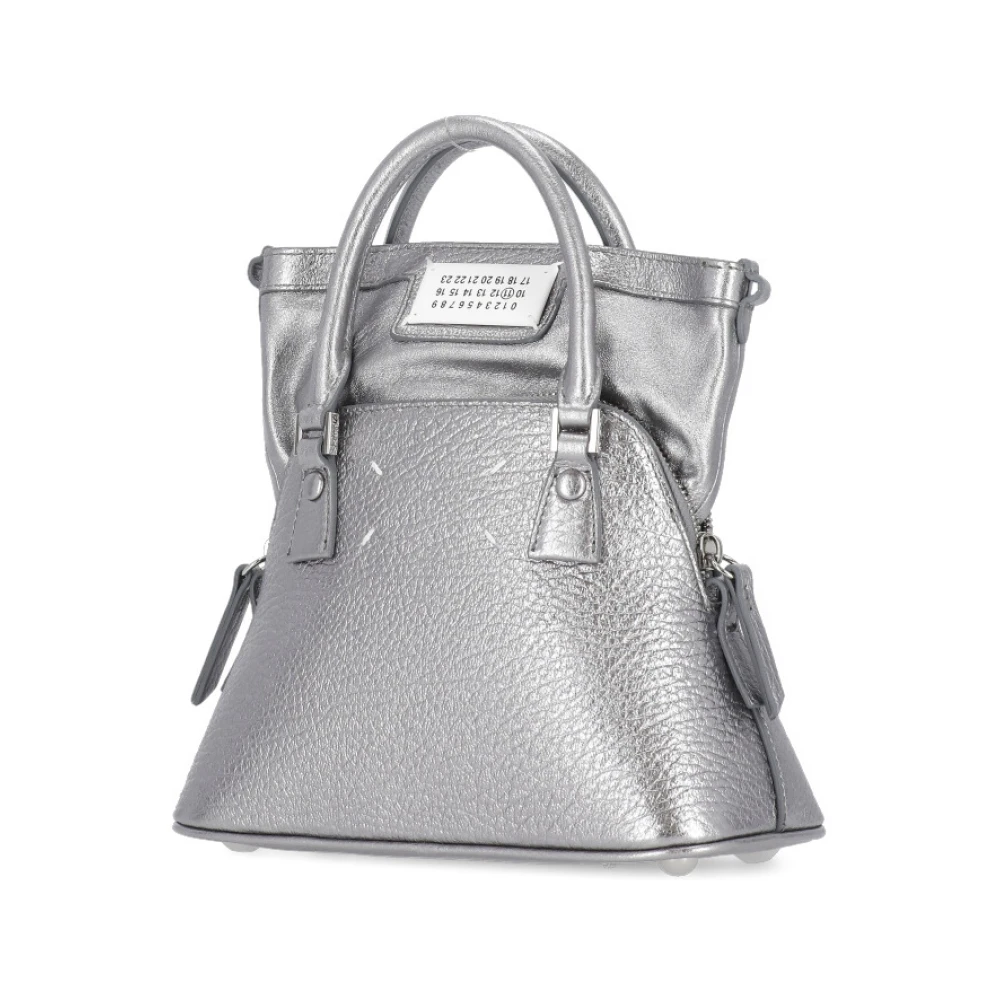 Maison Margiela Zilveren Schoudertas van Pebble Leer Gray Dames