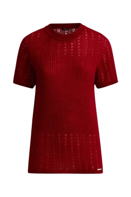 Burgundy Cashmere Silk Openwork Sweater