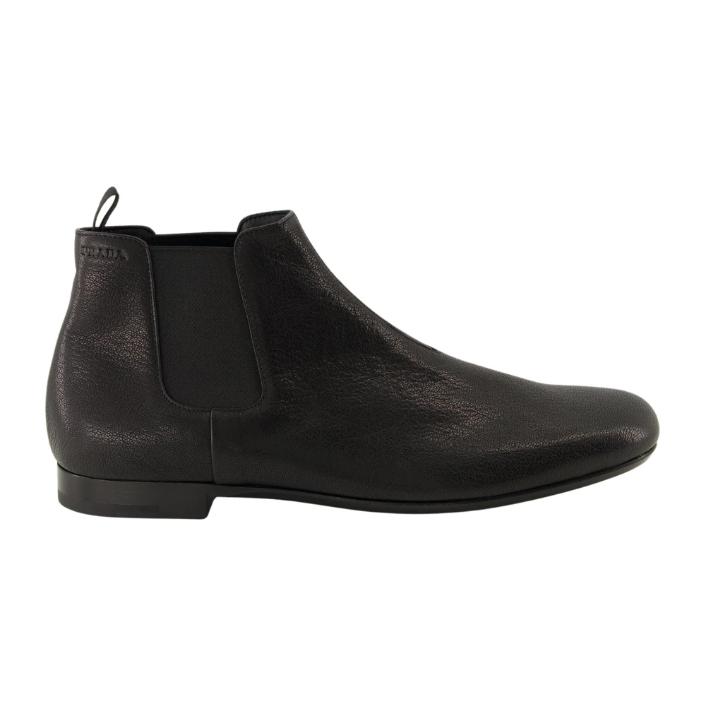 Prada Black Chelsea Boots, Male, 7 1/2 Uk, Leather Chelsea Boots