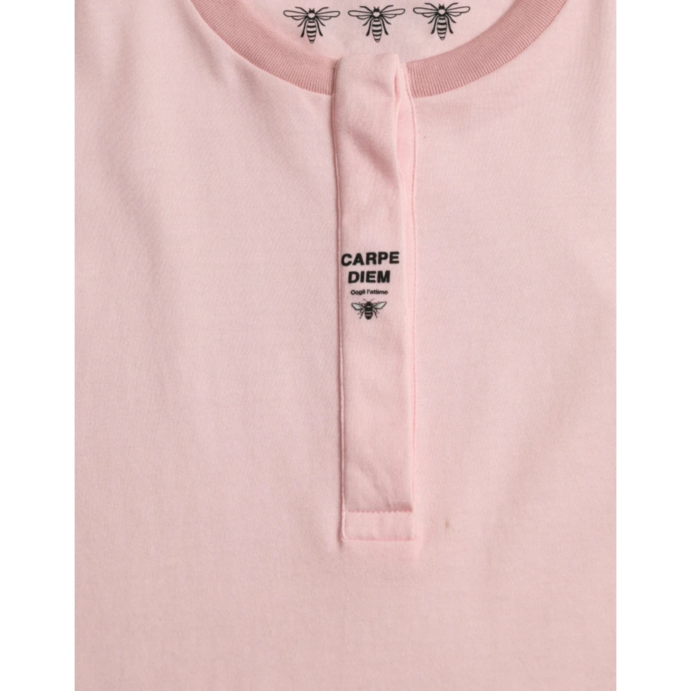 Dolce & Gabbana Chique bloemenkatoenen T-shirt Pink Dames