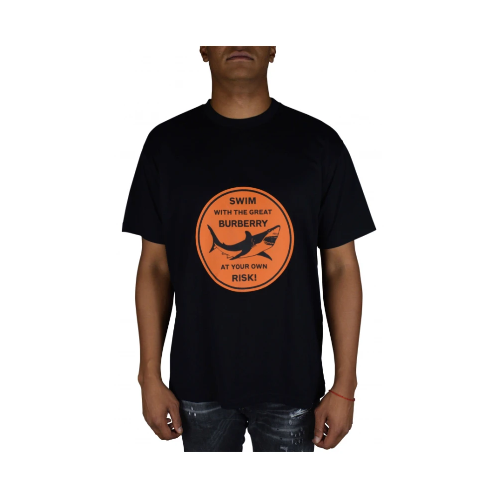 Burberry Zwarte Shark Logo T-shirt Black Heren