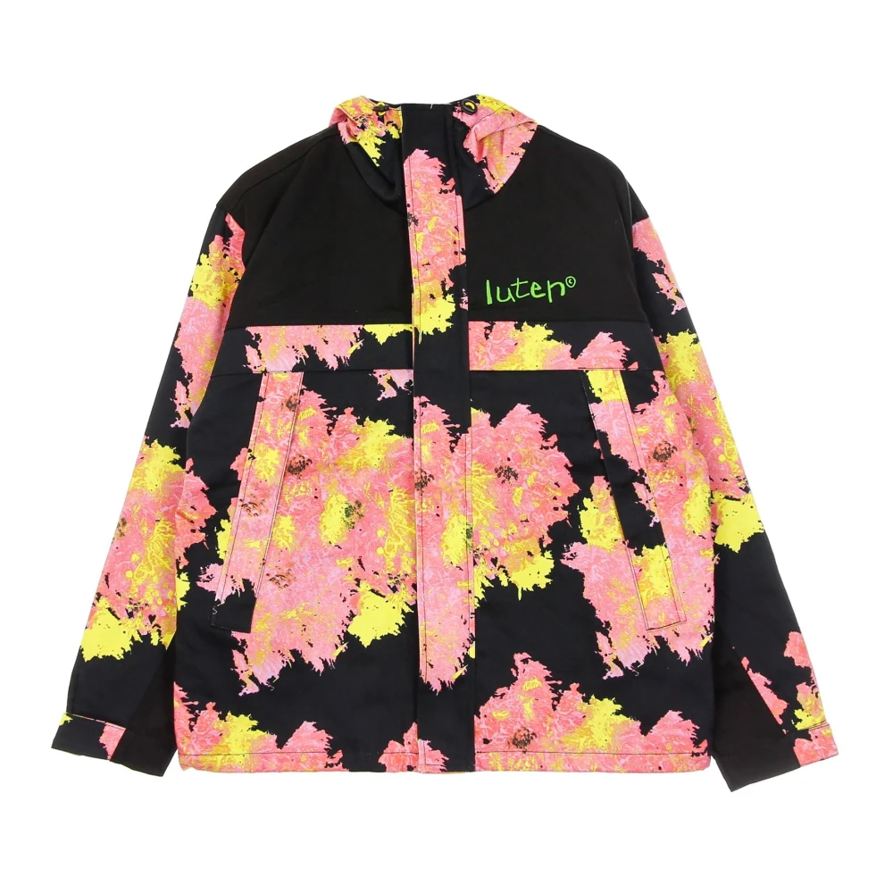 Iuter Zwarte Allover Proefjas met Verstelbare Capuchon Multicolor Heren