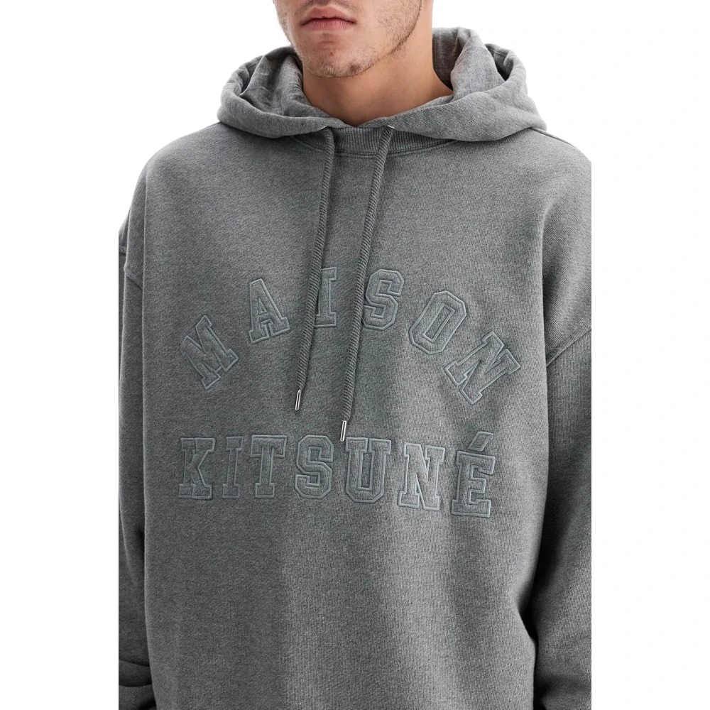 Maison Kitsuné Geborduurde varsity-stijl hoodie Gray Heren