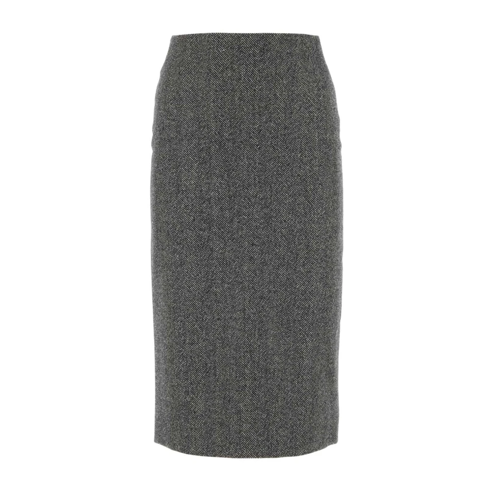 Ermanno Scervino Stijlvol Geborduurde Wollen Rok Gray Dames