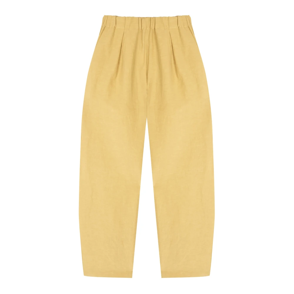 Cortana Yellow Tapered Trousers, Female, Xs, Honey, Linen And Silk Trousers