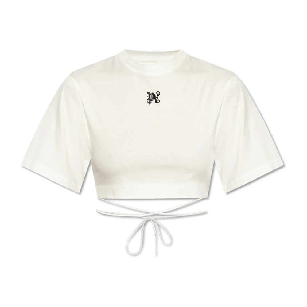 Palm Angels T-shirt aan de achterkant vastgebonden met koorden White Dames