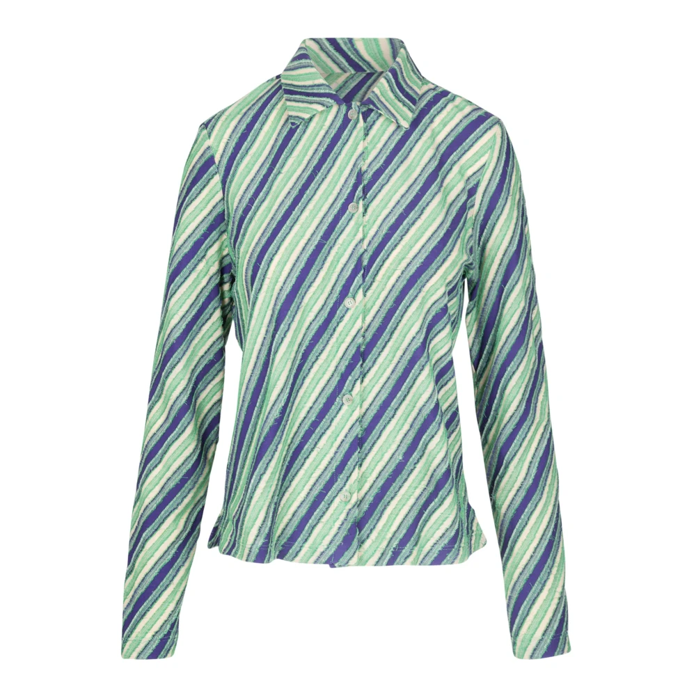 Alysi Fil Coupè Overhemd met Puntige Kraag Green Dames