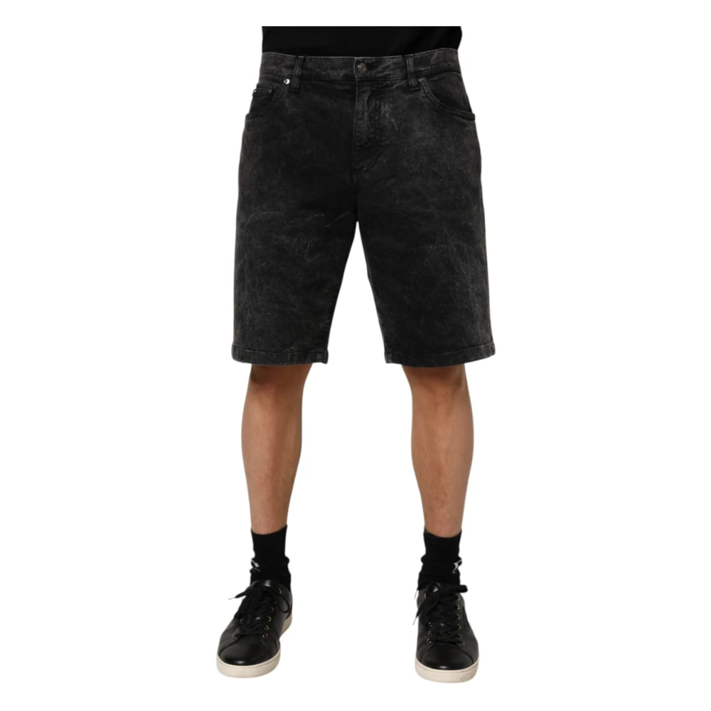 Dolce & Gabbana Men's Black Cotton Denim Bermuda Shorts