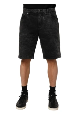 Svarta Bomullsdenim Bermuda Shorts