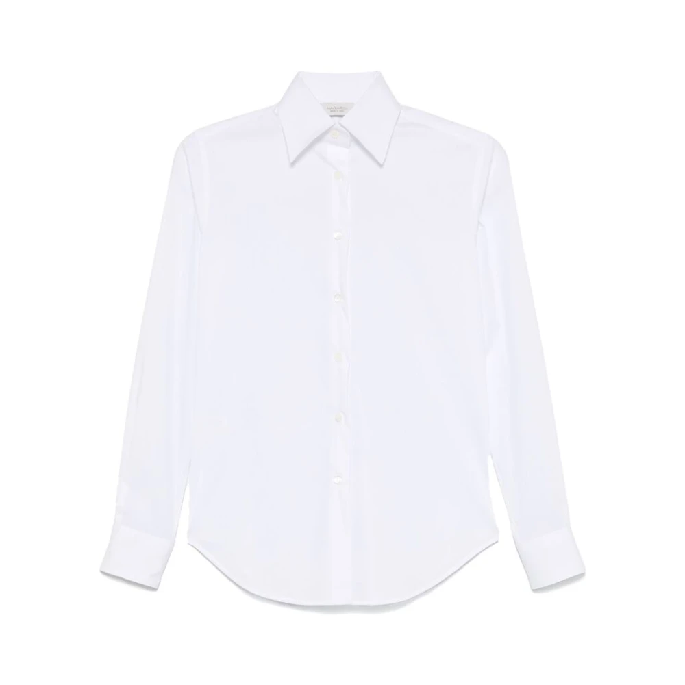 Mazzarelli Witte Katoenmix Stretch Shirt White Dames