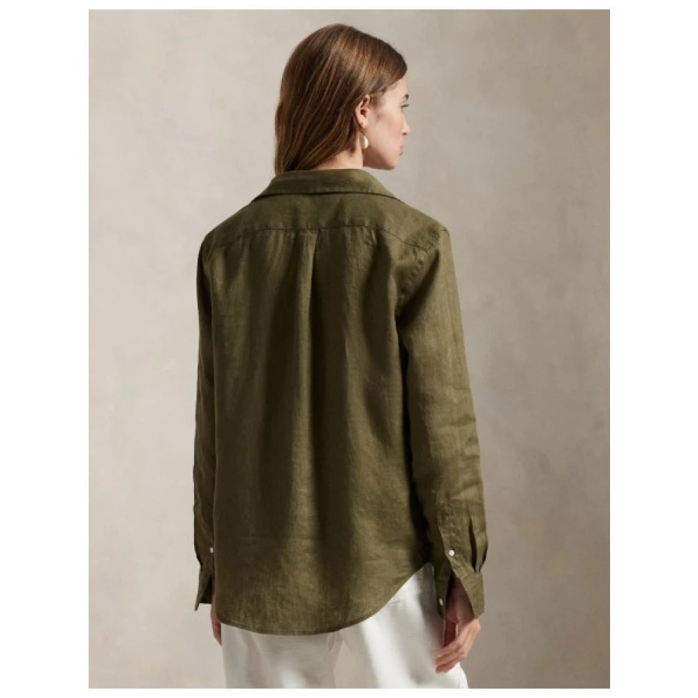 Polo Ralph Lauren Linnen overhemd met puntkraag Green Dames