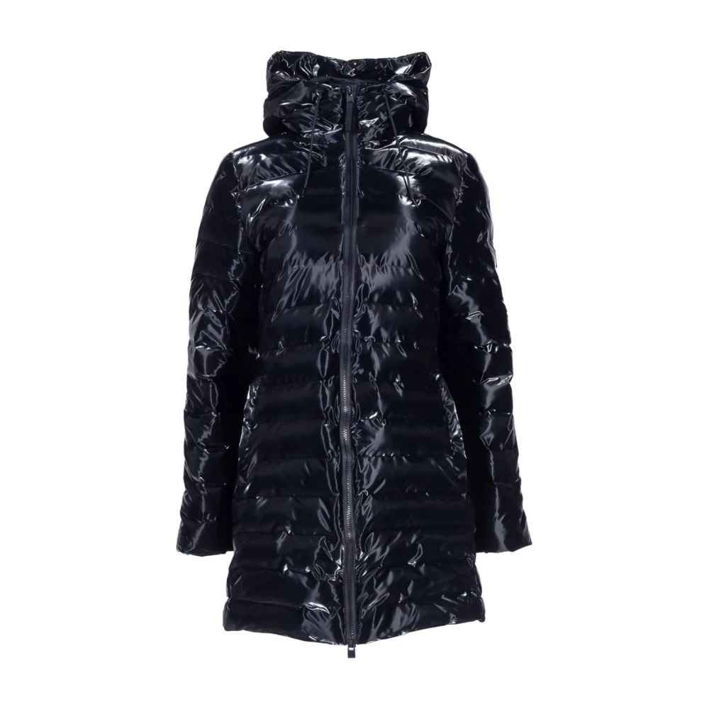 Rains Lohja Curve W3T3 Lange Gewatteerde Pufferjas Black Dames