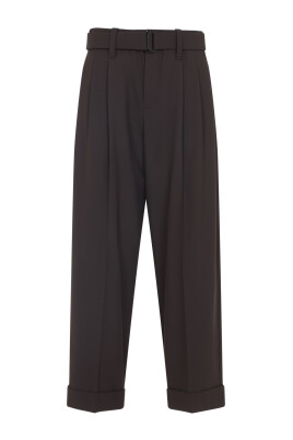 pantalon-marron-en-laine-ajuste