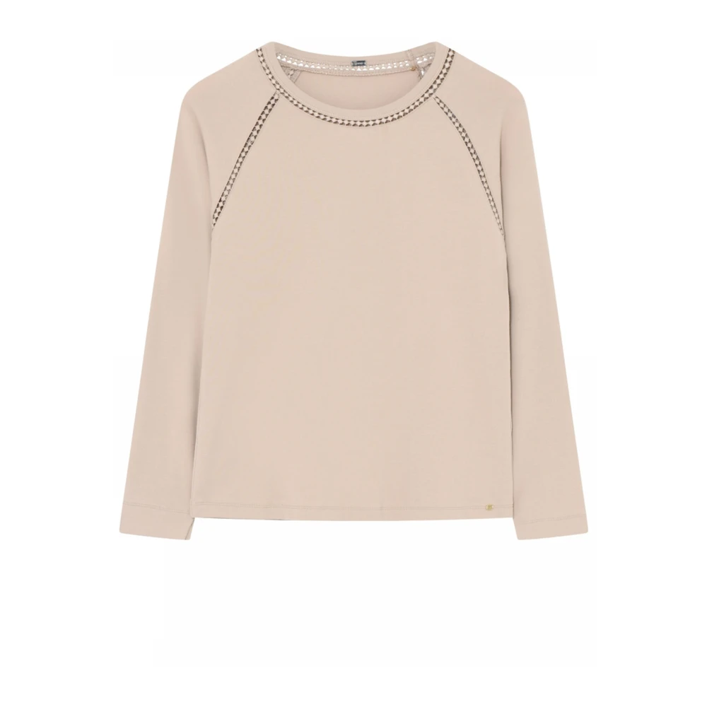 Gustav Lange mouwen T-shirt met geborduurde details Beige Dames