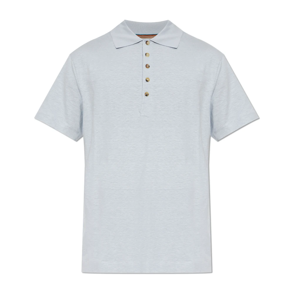 Paul Smith Herr Blå Toppar S, Linne, Linen Polo Shirt
