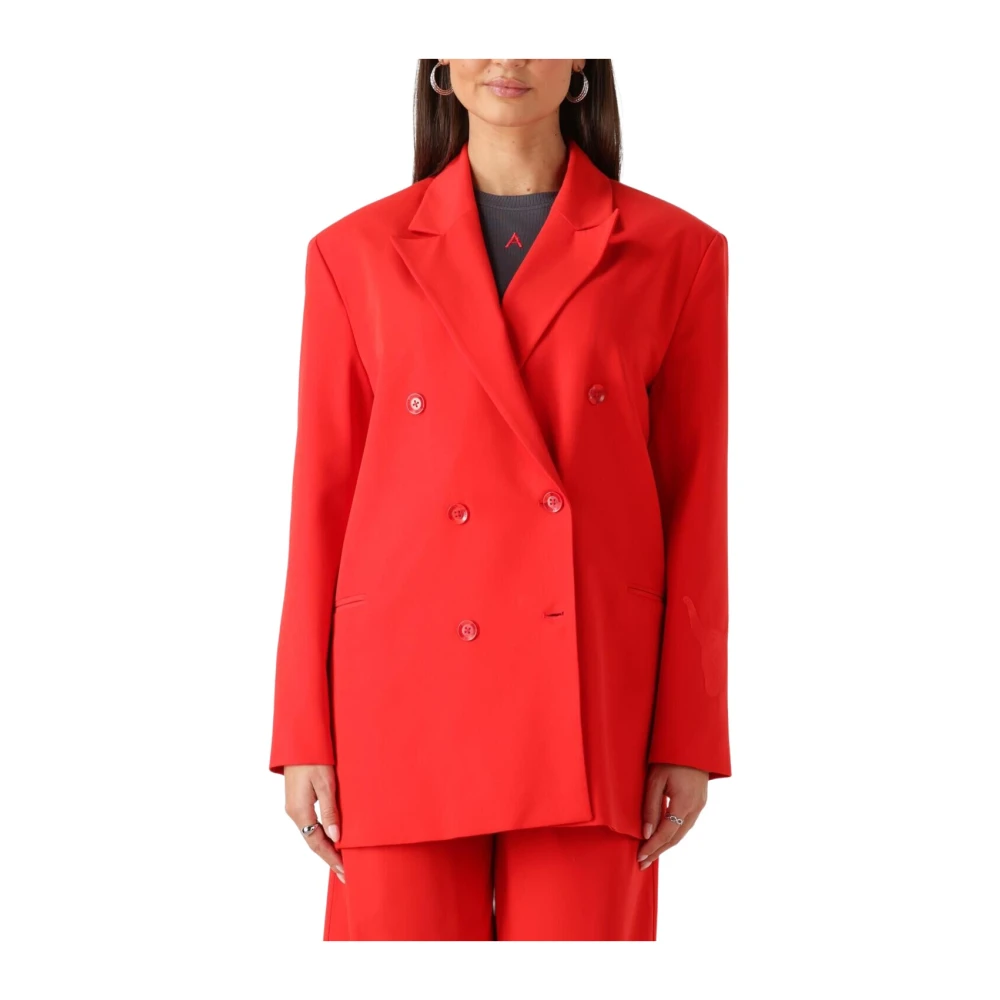 Alix The Label Rode Oversized Geweven Blazer Red Dames