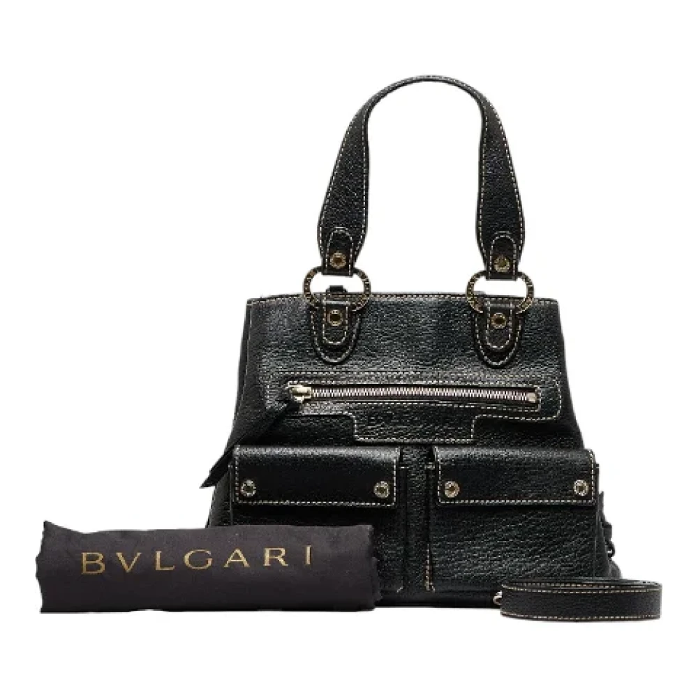 Bvlgari Vintage Pre-owned Leather handbags Black Dames