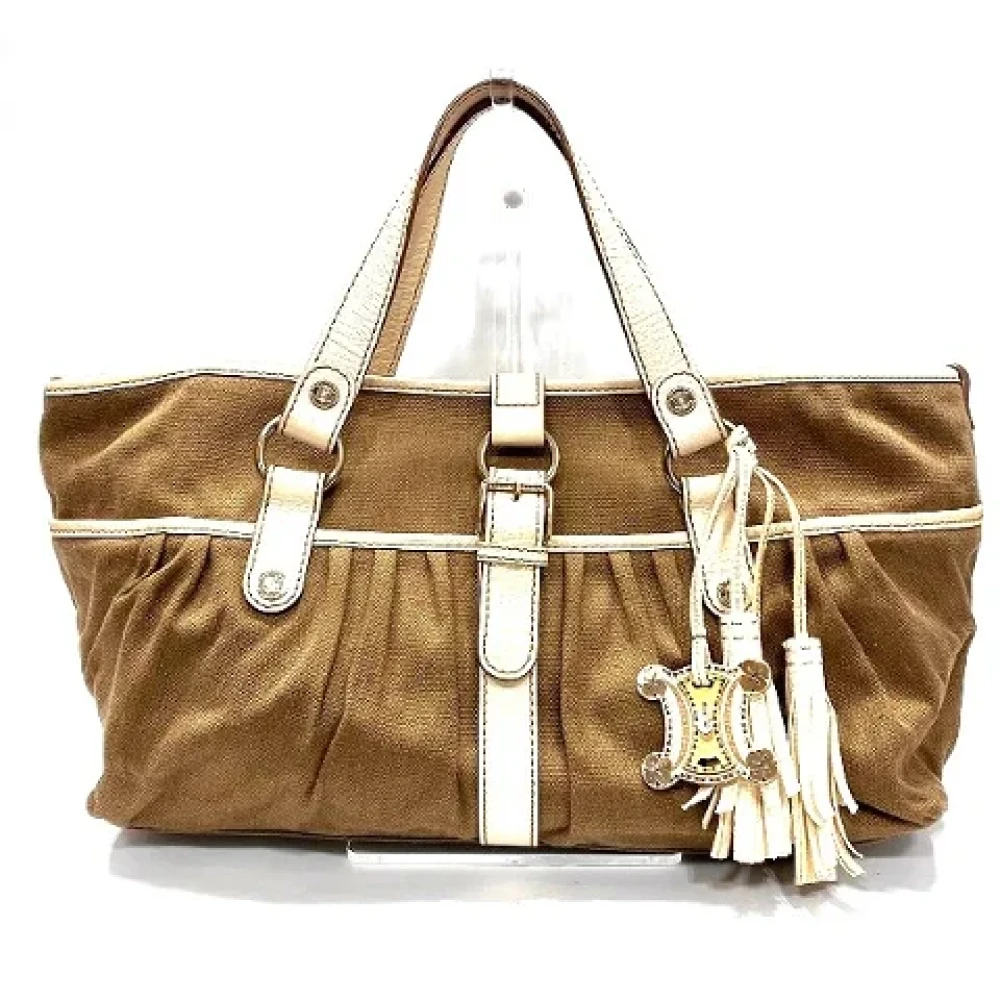 Celine Vintage Pre-owned Canvas handbags Beige Dames