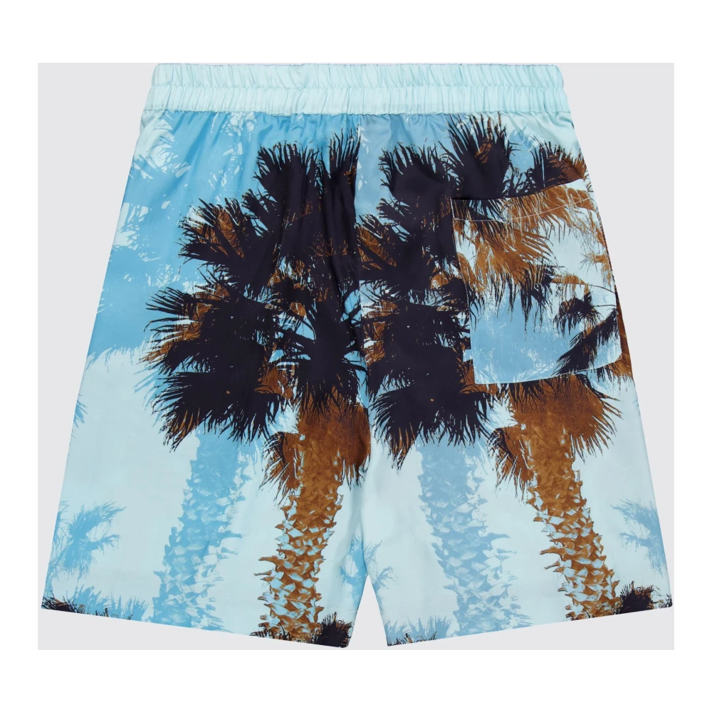 Laneus Turquoise Palm Print Bermuda Shorts Blue Heren