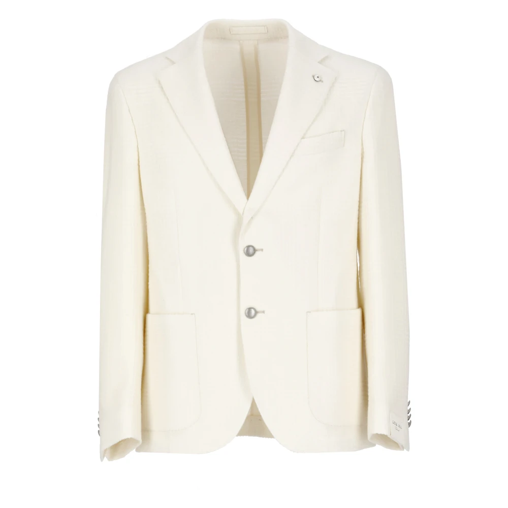 Lubiam Ivoor Wol Peak Revers Jas Beige Heren