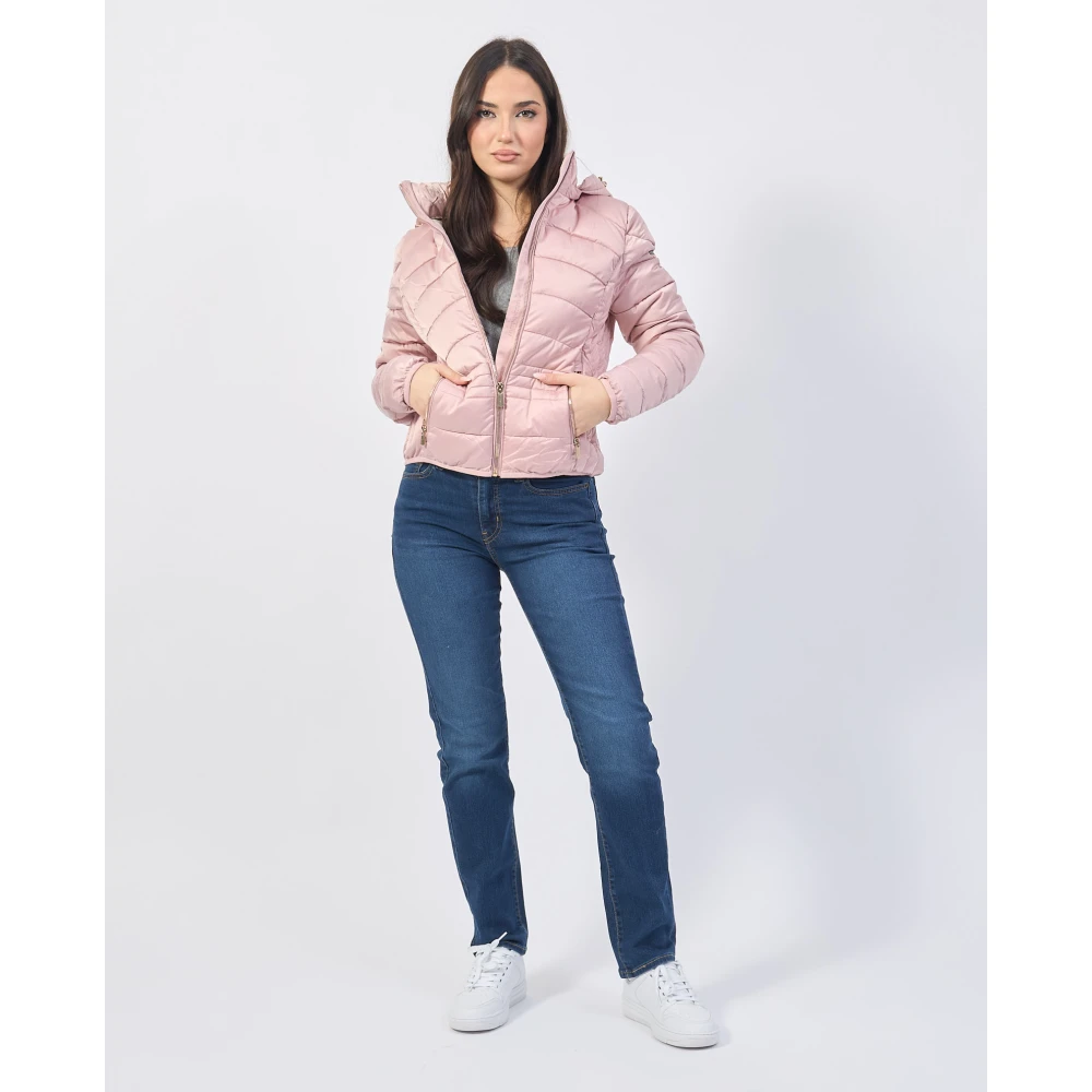 YES ZEE Roze Gewatteerde Regenjas met Capuchon Pink Dames