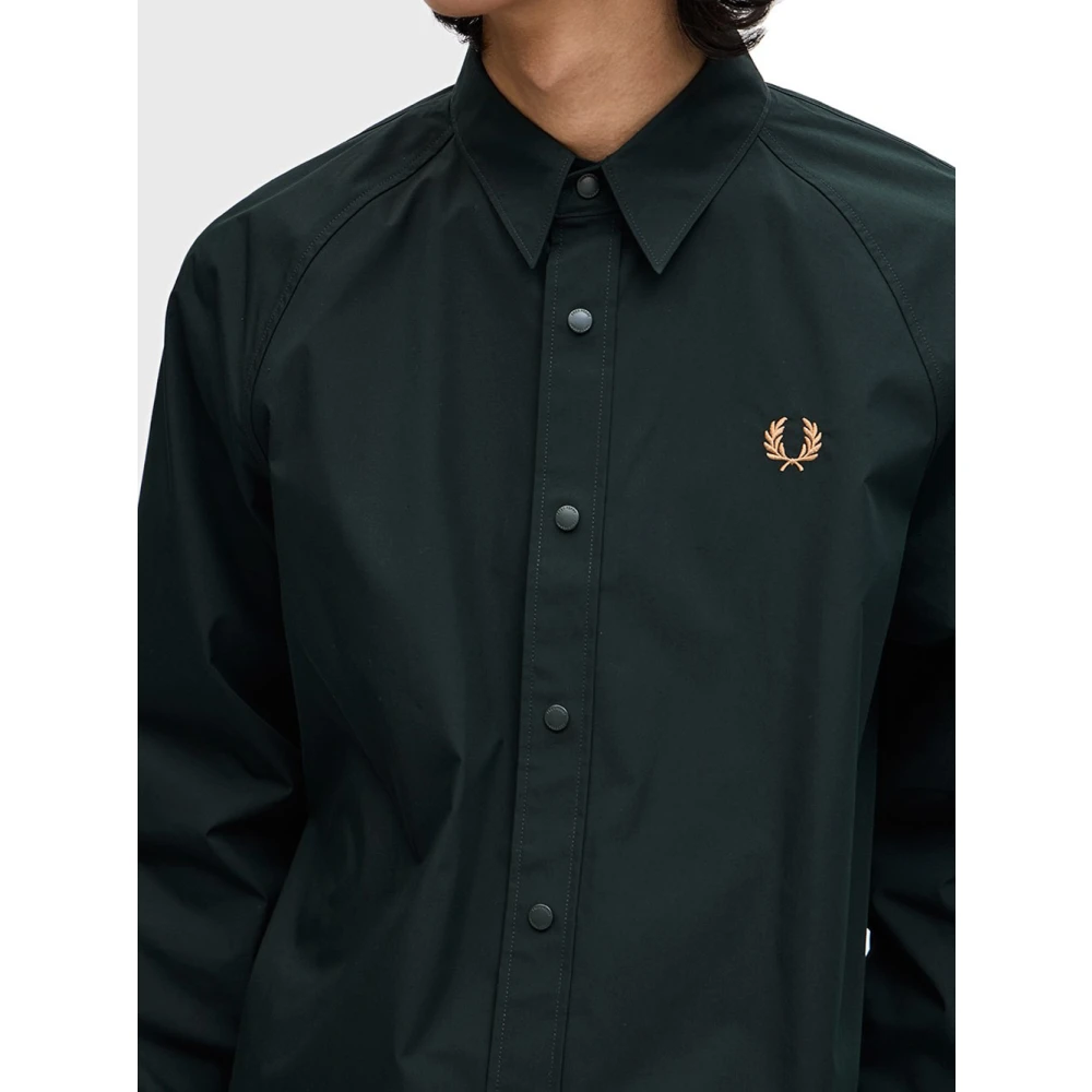Fred Perry Raglan Overshirt Groen Donker Casual Heren Green Heren