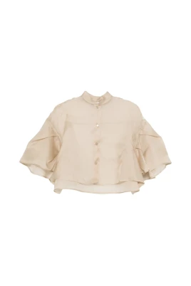 Layered Detail Stand Collar Shirt