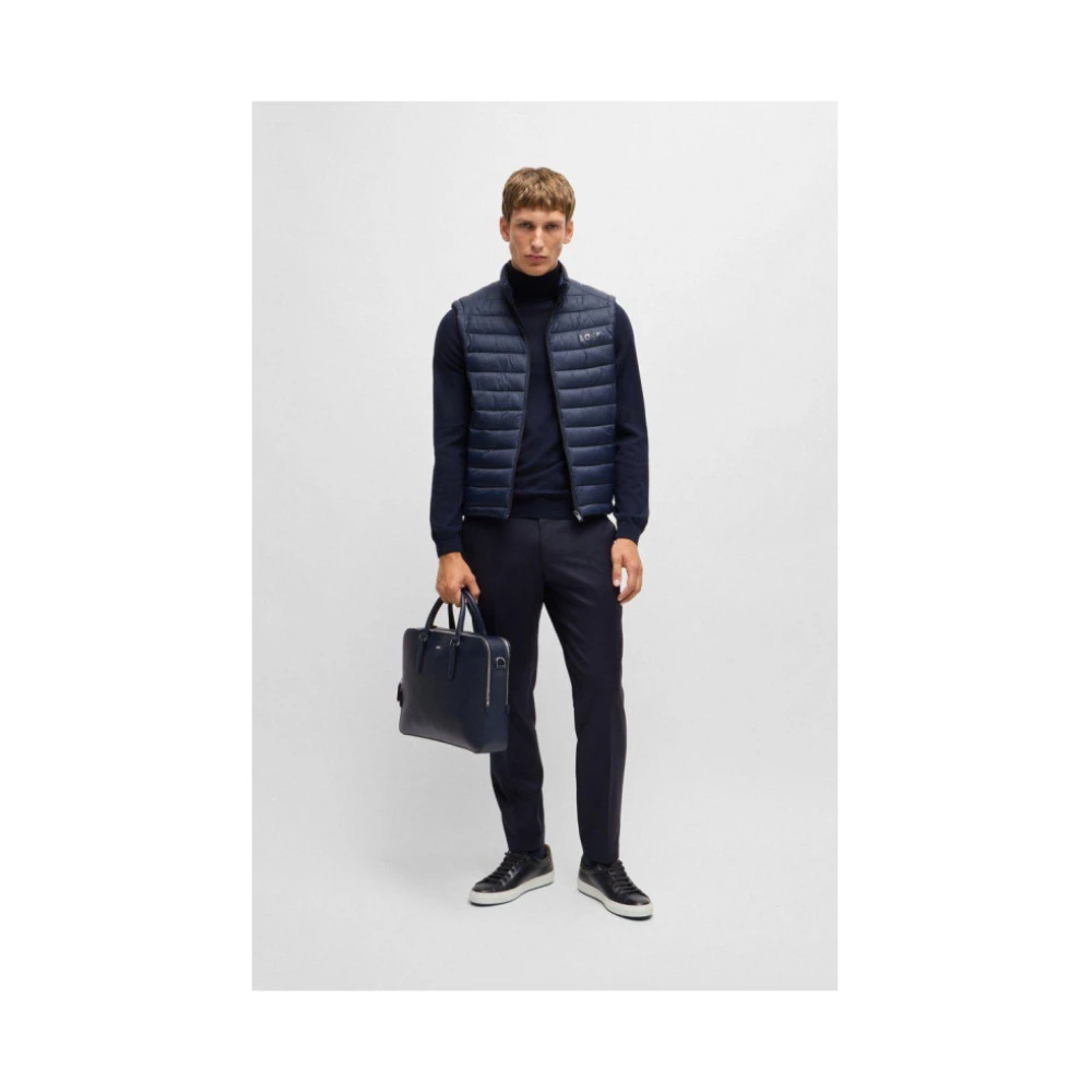 Hugo Boss Leren documenthouder met logoprint Blue Heren