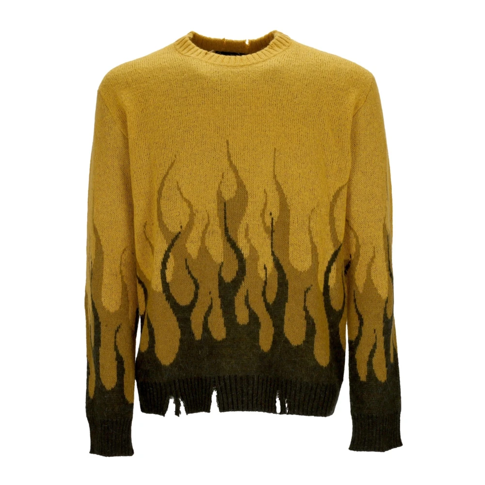 Vision OF Super Vlammen Oversize Crew Neck Sweater Green Heren